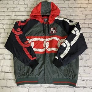 Crooks and Castles Big Chain Zip Up Jacket Green Black And White Size Large